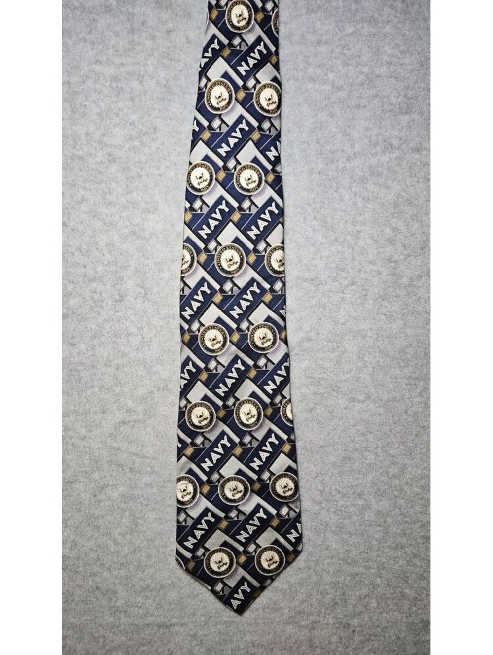 Larson U.S. Navy Men's 100% Silk Necktie Military Seal Blue Gold Tie